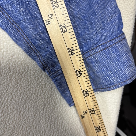 Tommy Bahama Island Modern Fit Blue Button Down Shirt Large 100% Linen - Picture 6 of 12